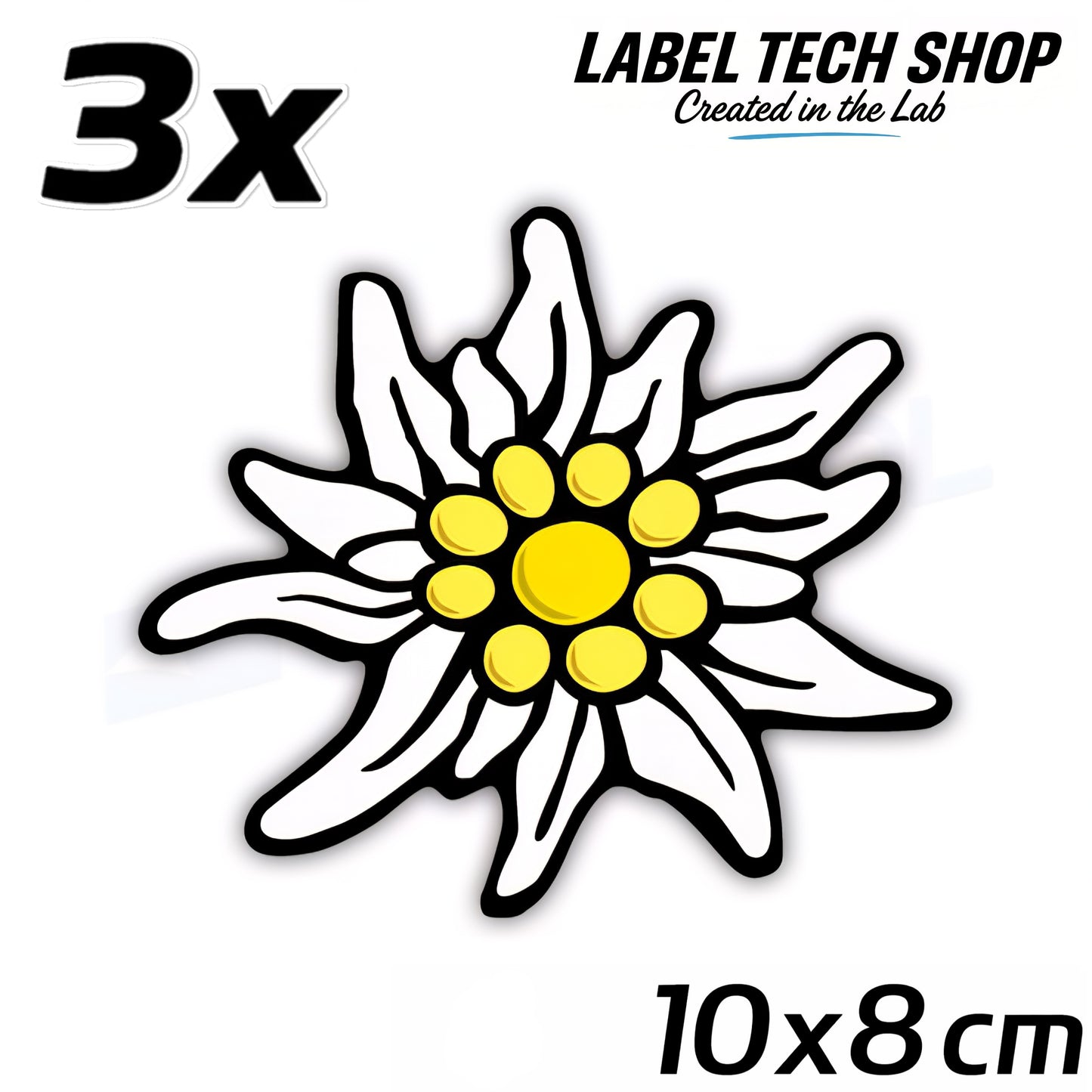 3x Edelweiß Aufkleber 🌼 Alpenblume Sticker – Stella Alpina 10×8 cm