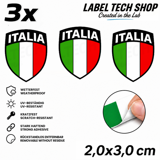 🇮🇹 Italien Aufkleber Wappen Italian Sticker Adesivo Italiano Bandiera Italiana Motorrad Auto Helm 2,0x3,0cm NR.099
