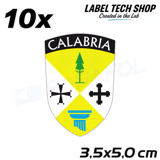 10x Kalabrien Aufkleber Calabria Adesivo Calabre Sticker Flagge Wappen 3,5x5,0cm (018)