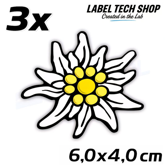 3x Edelweiß Aufkleber 🌼 Alpenblume Sticker – Stella Alpina 6,0×4,0 cm