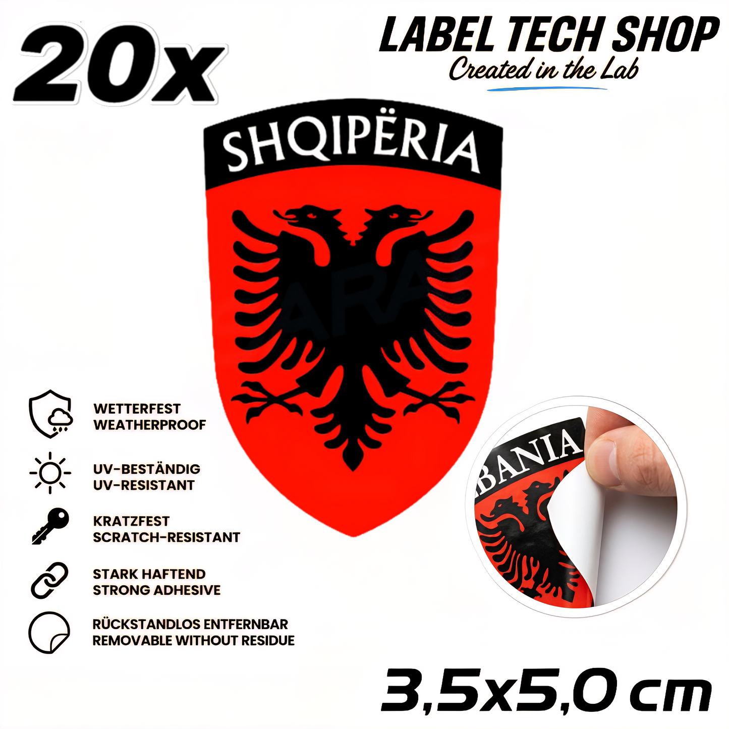 🇦🇱 Albanien Aufkleber Albania Sticker Shqiperia Adler Wappen Emblem Auto Helm 3,5x5,0cm NR.006