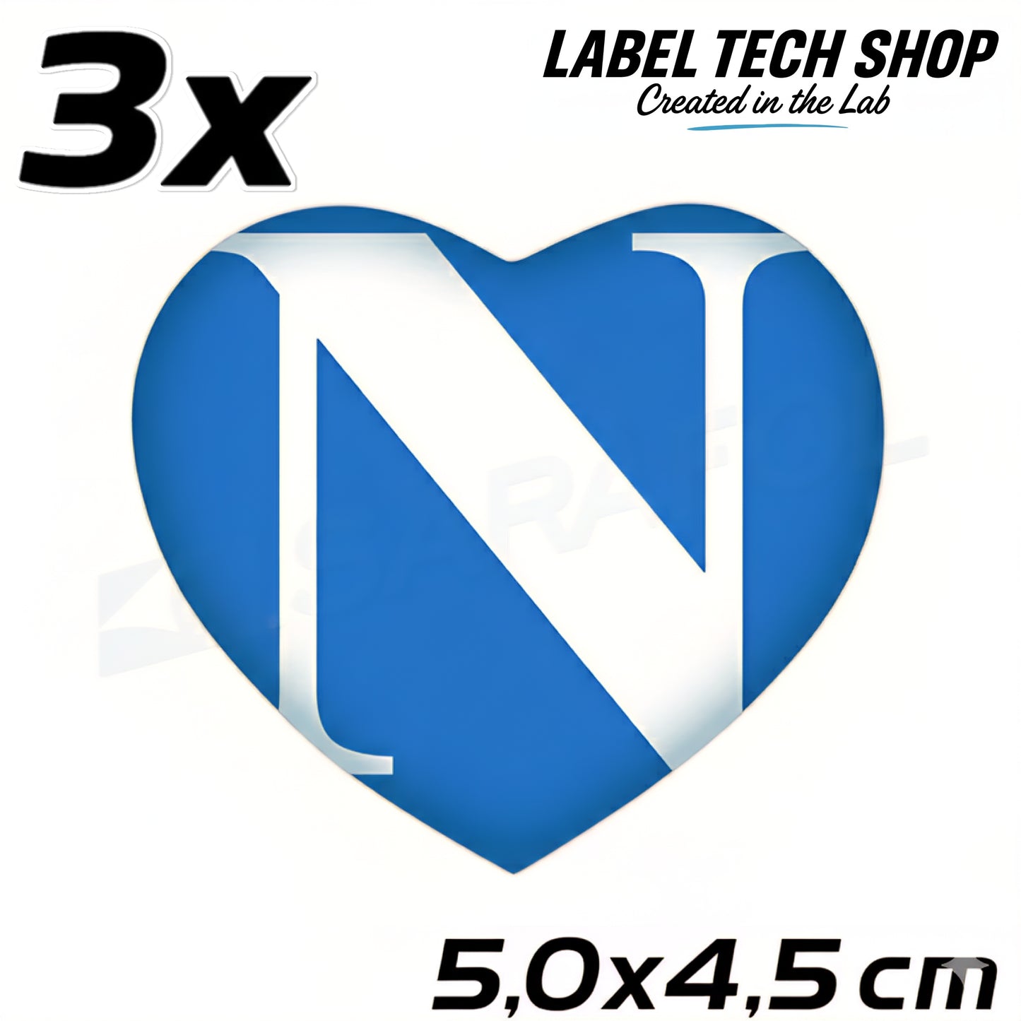 3x Napoli Herz Aufkleber Neapel Naples Cuore Heart Adesivo Sticker 5,0x4,5cm