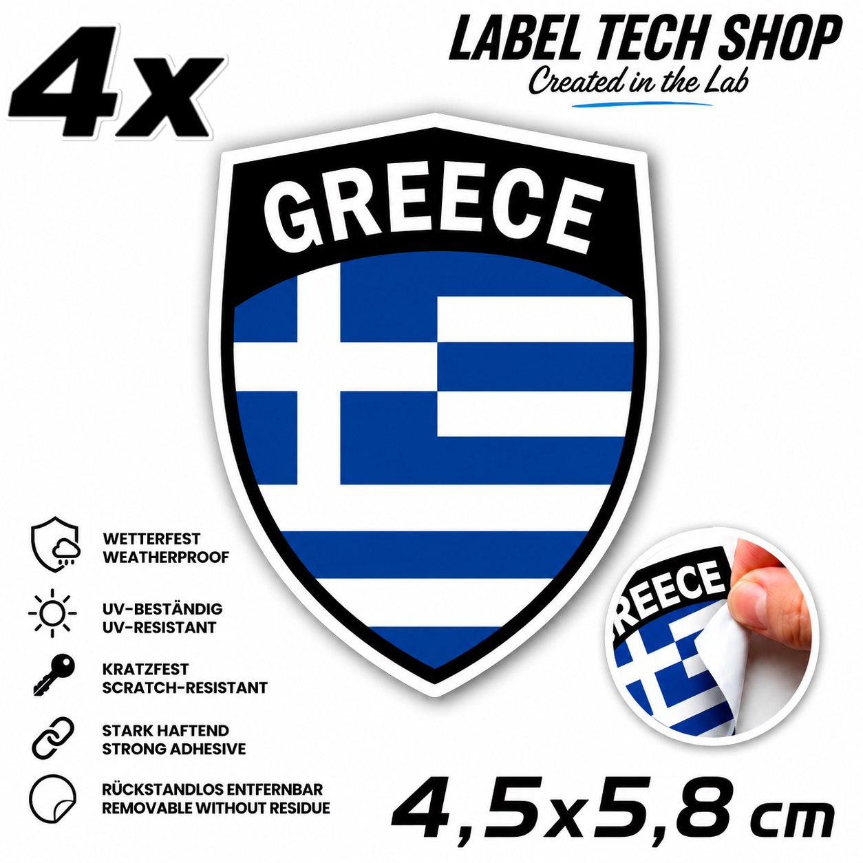 🇬🇷 Greece Sticker Αυτοκόλλητο Ελλάδας Greece Sticker Flag Flagge Wappen Emblem Auto Helm 4.5x5.8cm NO.111