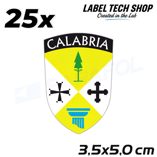 25x Kalabrien Aufkleber Calabria Adesivo Calabre Sticker Flagge Wappen 3,5x5,0cm (018)