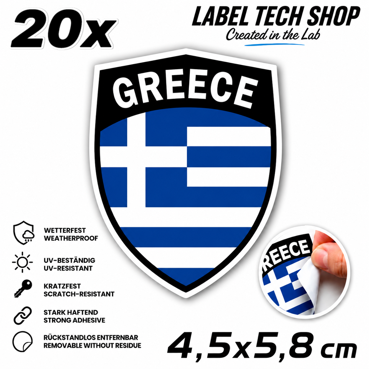 🇬🇷 Greece Sticker Αυτοκόλλητο Ελλάδας Greece Sticker Flag Flagge Wappen Emblem Auto Helm 4.5x5.8cm NO.111