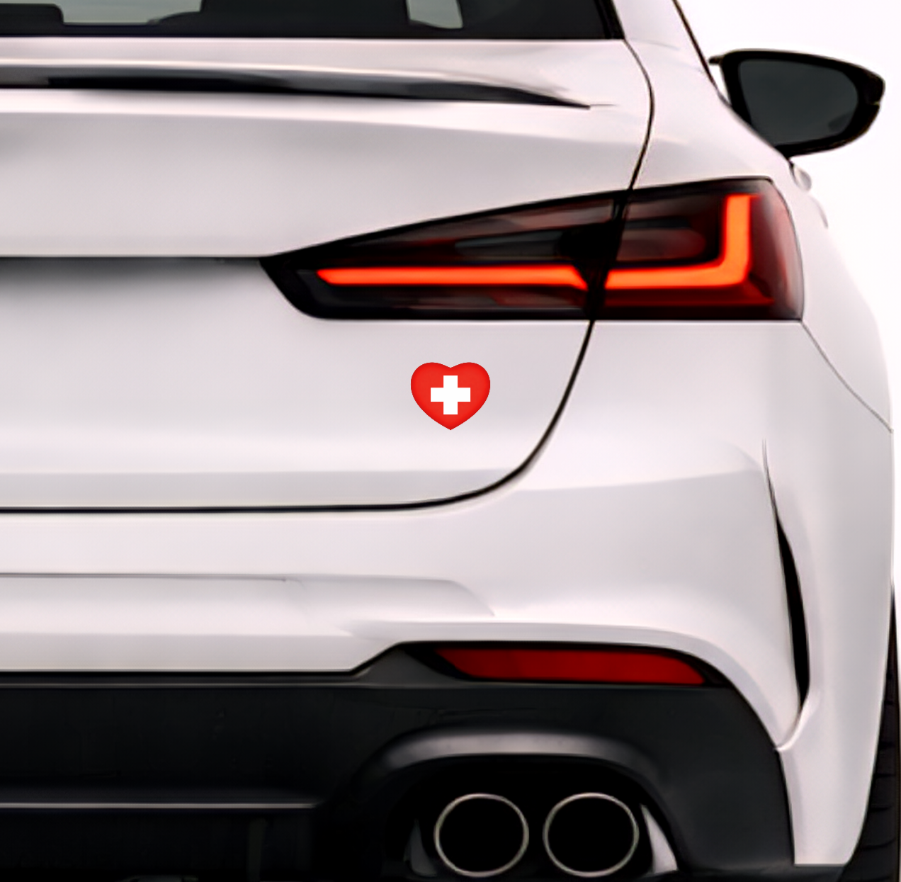 Schweiz Swiss Switzerland Herz Aufkleber Sticker – Svizzera Flag Heart Sticker – Auto Laptop Helm Geschenk – 5,0 × 4,5 cm (059)