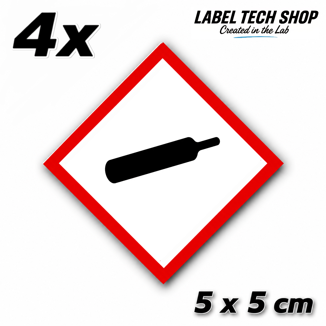 GHS04 Gases under pressure sticker Gas Cylinder Sticker Hazardous material symbol Compressed gas Dangerous goods Chemistry Lab label according to CLP / GHS Occupational safety