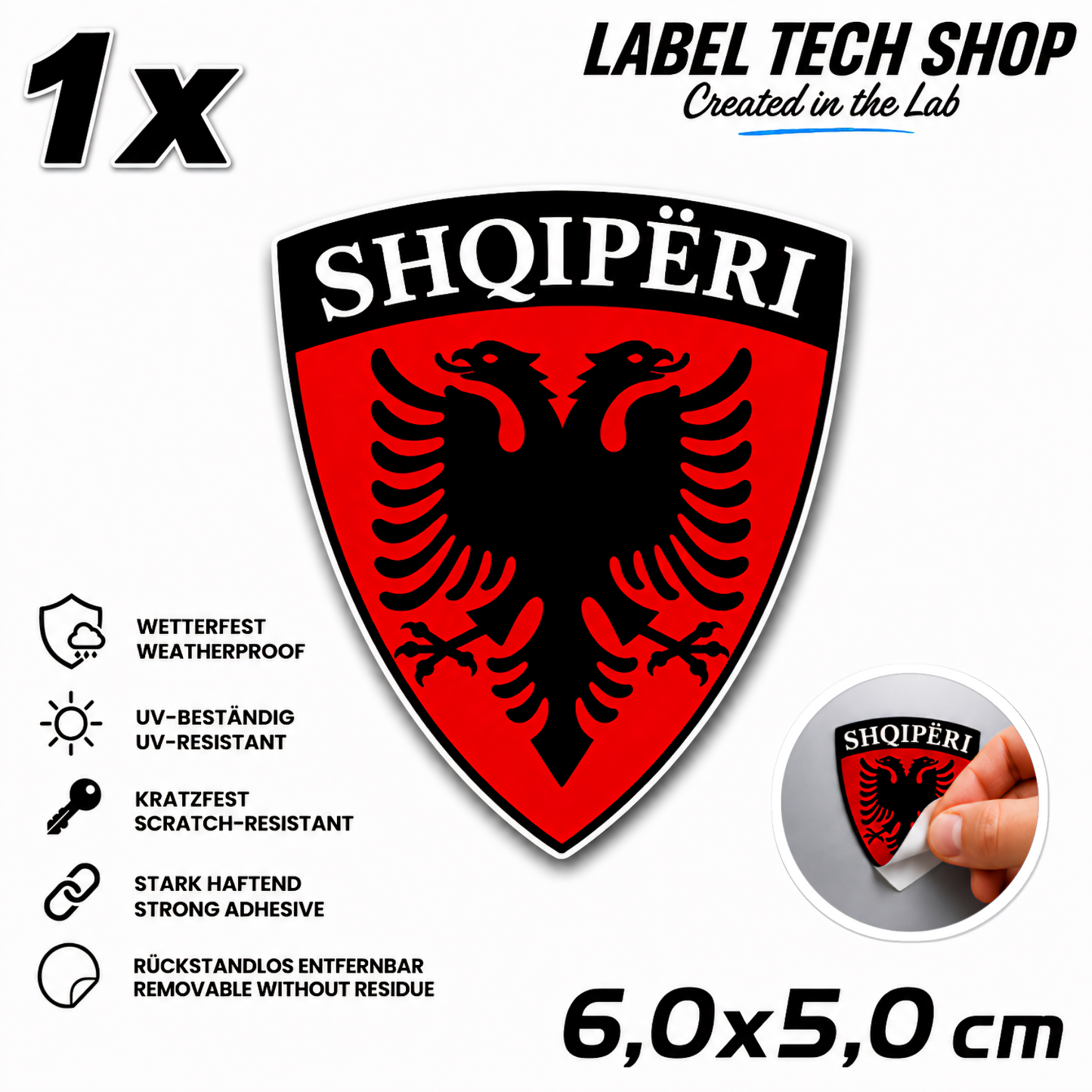 🇦🇱 Albania Sticker Shqiperia Eagle Coat of Arms Emblem Car Helmet 5.0x5.5cm NR.004