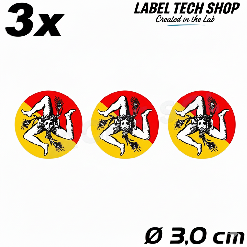 3x Sizilien Aufkleber – Sicilia Sicily Flagge Wappen Sticker Rund Ø 3cm (030)