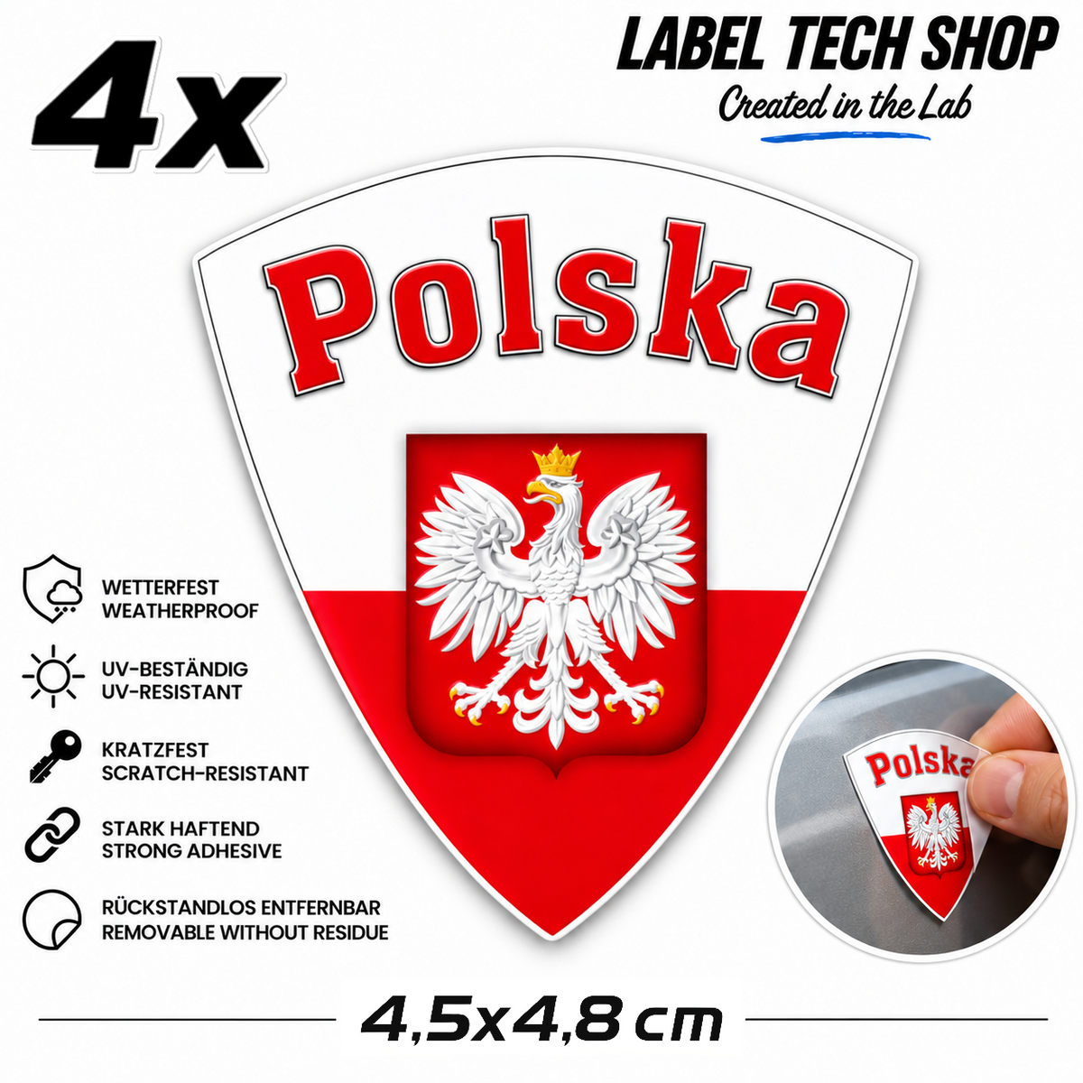 🇵🇱 Polen Polska Poland Aufkleber Naklejka Sticker Flagge Wappen Emblem Auto 4,5x4,8cm Nr.021