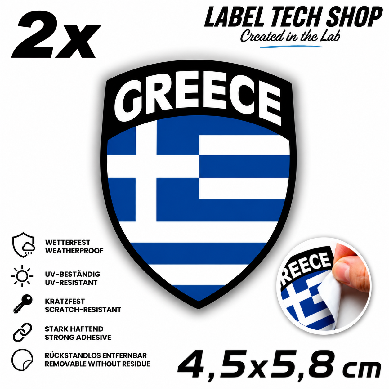 🇬🇷 Griechenland Aufkleber Αυτοκόλλητο Ελλάδας Greece Sticker Flag Emblem Car Helmet 4.5x5.8cm NR.109