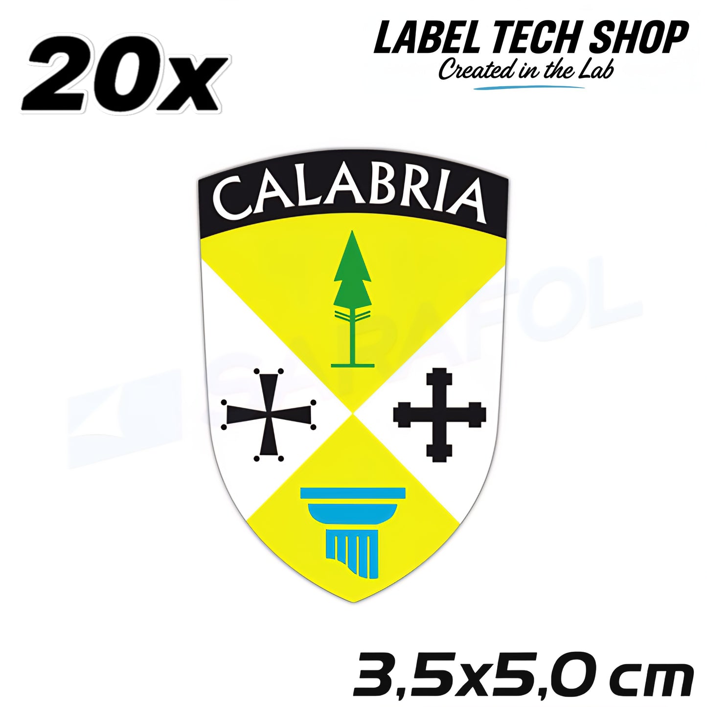 20x Kalabrien Aufkleber Calabria Adesivo Calabre Sticker Flagge Wappen 3,5x5,0cm (018)