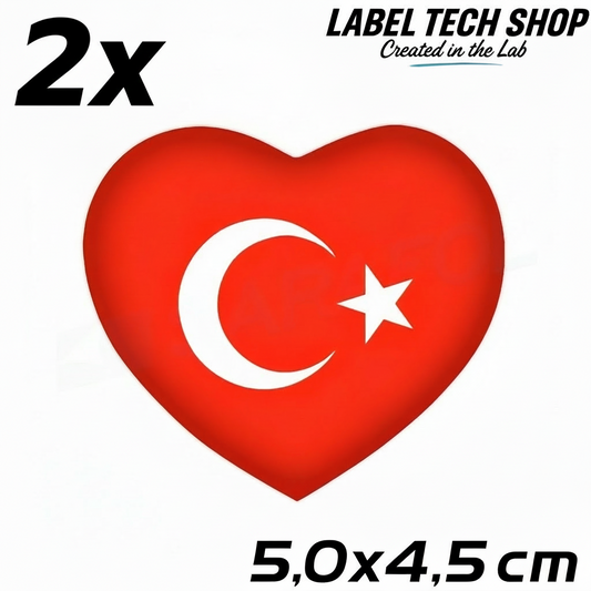 2x Türkei Aufkleber Türkiye Turkey Bayrak Flagge Herz Sticker 5,0x4,5cm (044)