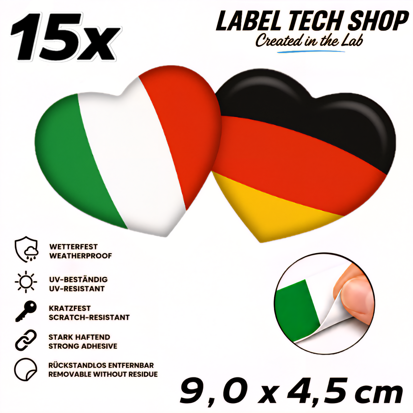 🇮🇹 🇩🇪 Italien Deutschland Aufkleber Herzen Italian German Sticker Heart Adesivo Cuore Italiano Germania 9,0x4,5 cm NR.062