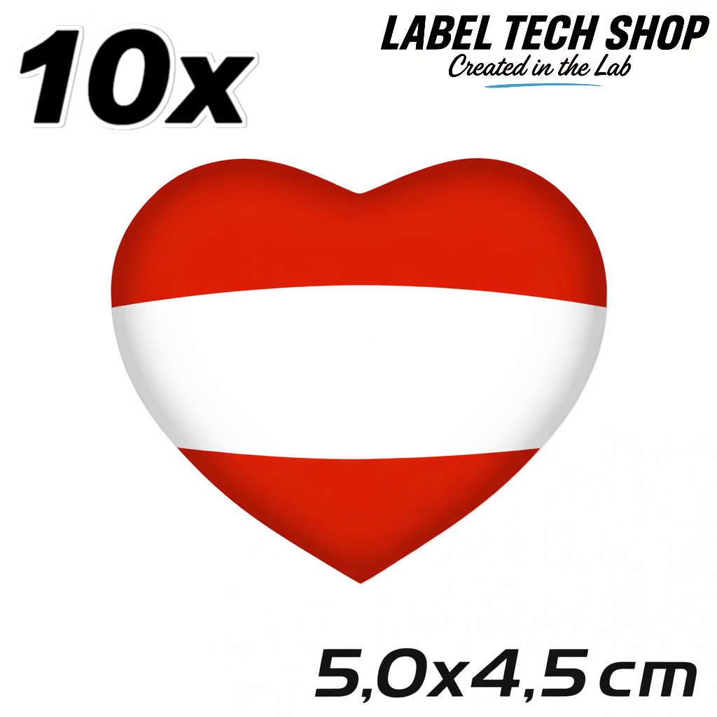 Österreich Austria Herz Aufkleber – Austria Flag Heart Sticker – Auto Laptop Helm 5,0 × 4,5 cm (050)