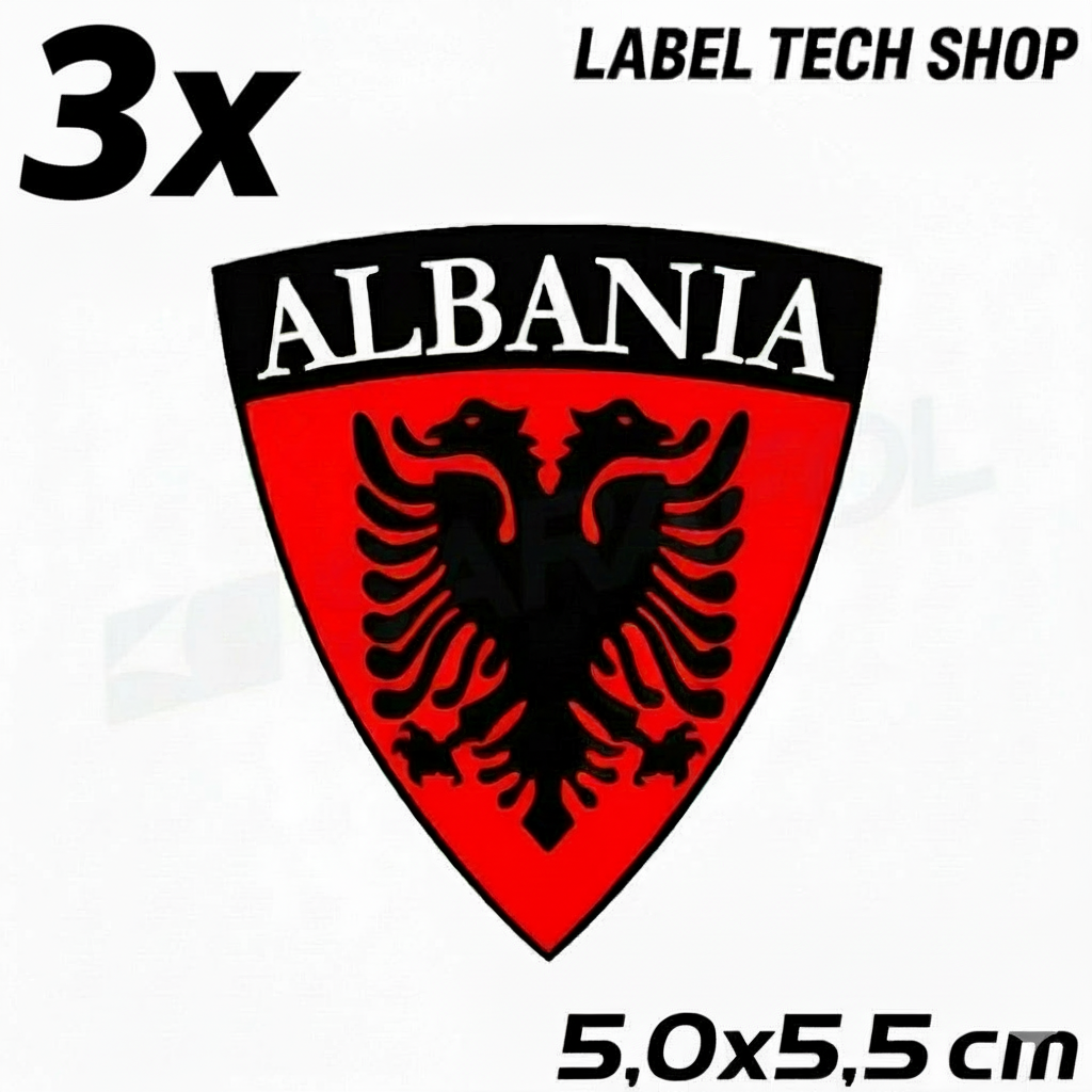 3x Albania Shqiponja Wappen Sticker – Albanien Flagge Emblem Aufkleber 5,0x5,5cm (004)