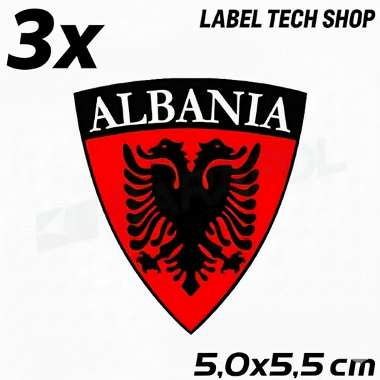 3x Albania Shqiponja Wappen Sticker – Albanien Flagge Emblem Aufkleber 5,0x5,5cm (004)