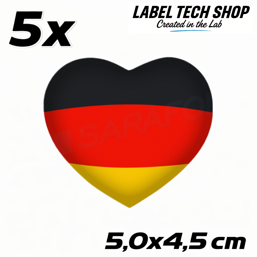 Deutschland Herz Aufkleber (048) – Germany Heart Sticker – Deutschland Flagge Herz – 5,0 × 4,5 cm