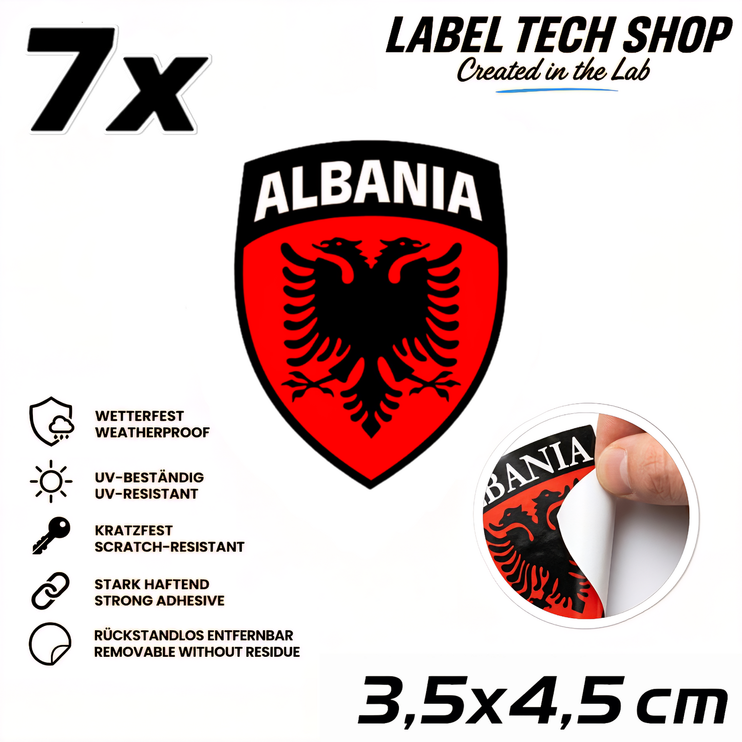 🇦🇱 Albanien Aufkleber Albania Sticker Shqiperia Adler Wappen Emblem Auto Helm 3,5x4,5cm NR.103