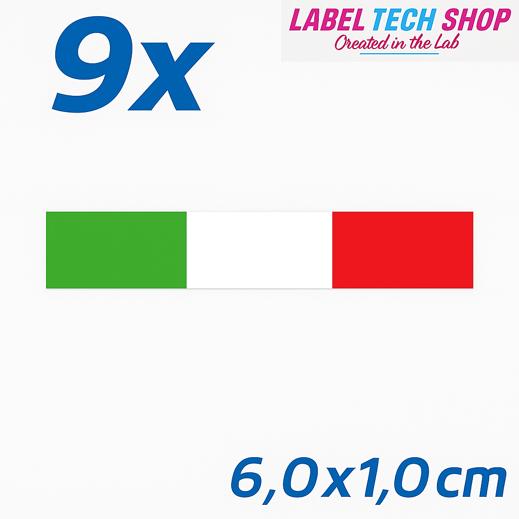 9x Italia/Italien Aufkleber Flagge 6×1 cm Italien Streifen Adesivo Sticker 036