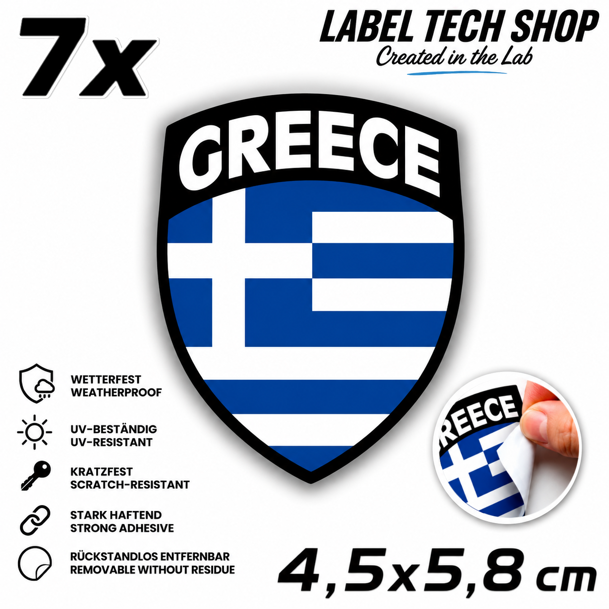 🇬🇷 Griechenland Aufkleber Αυτοκόλλητο Ελλάδας Greece Sticker Flag Emblem Car Helmet 4.5x5.8cm NR.109