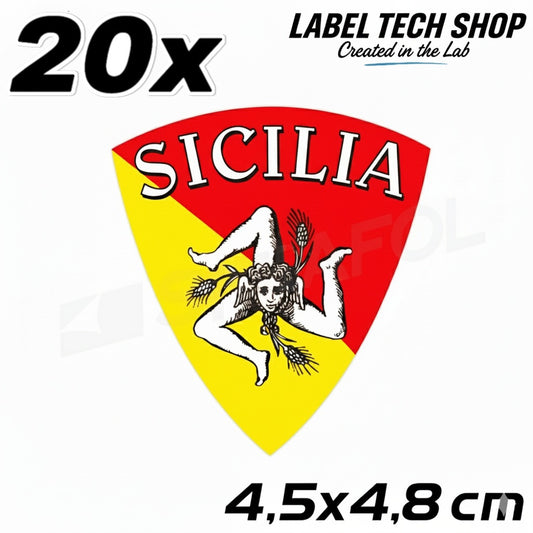 20x Sizilien Aufkleber – Sicilia Sicily Flagge Wappen Sticker 4,5x4,8cm (019)