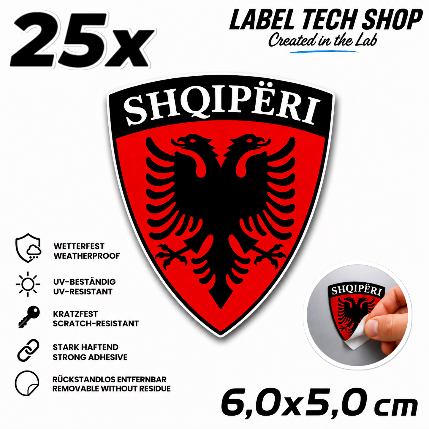 🇦🇱 Albania Sticker Shqiperia Eagle Coat of Arms Emblem Car Helmet 5.0x5.5cm NR.004