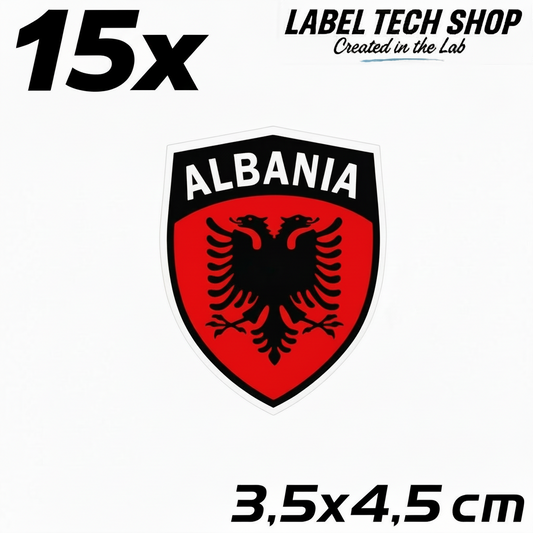 15x Albanien Aufkleber Klein Shqipëria Shqiponja  – Albania Flagge Emblem Wappen Sticker 3,5x4,5cm (108)
