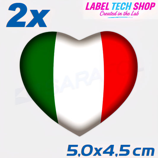 2x Italia/Italien Aufkleber Herz 5×4,5cm Flagge Italien Adesivo Cuore Sticker 046