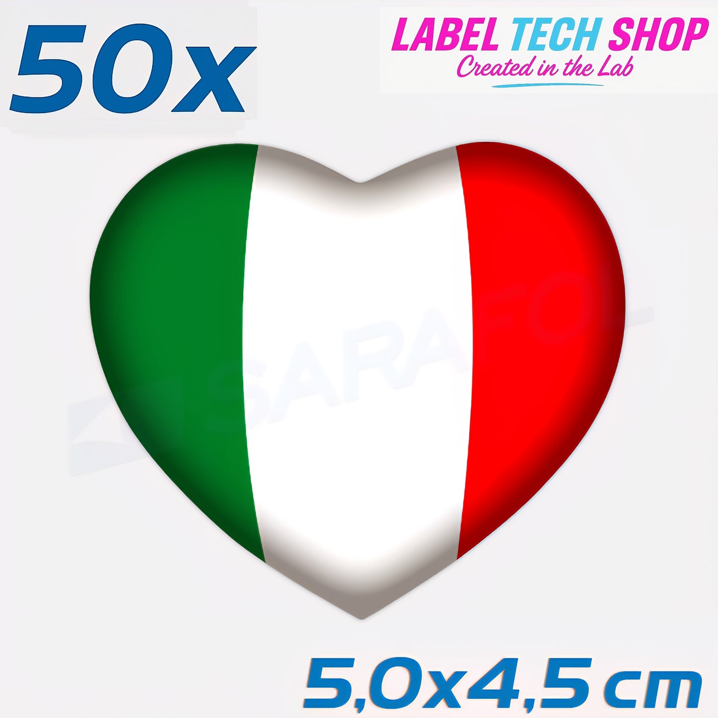 50x Italia/Italien Aufkleber Herz 5×4,5cm Flagge Italien Adesivo Cuore Sticker 046