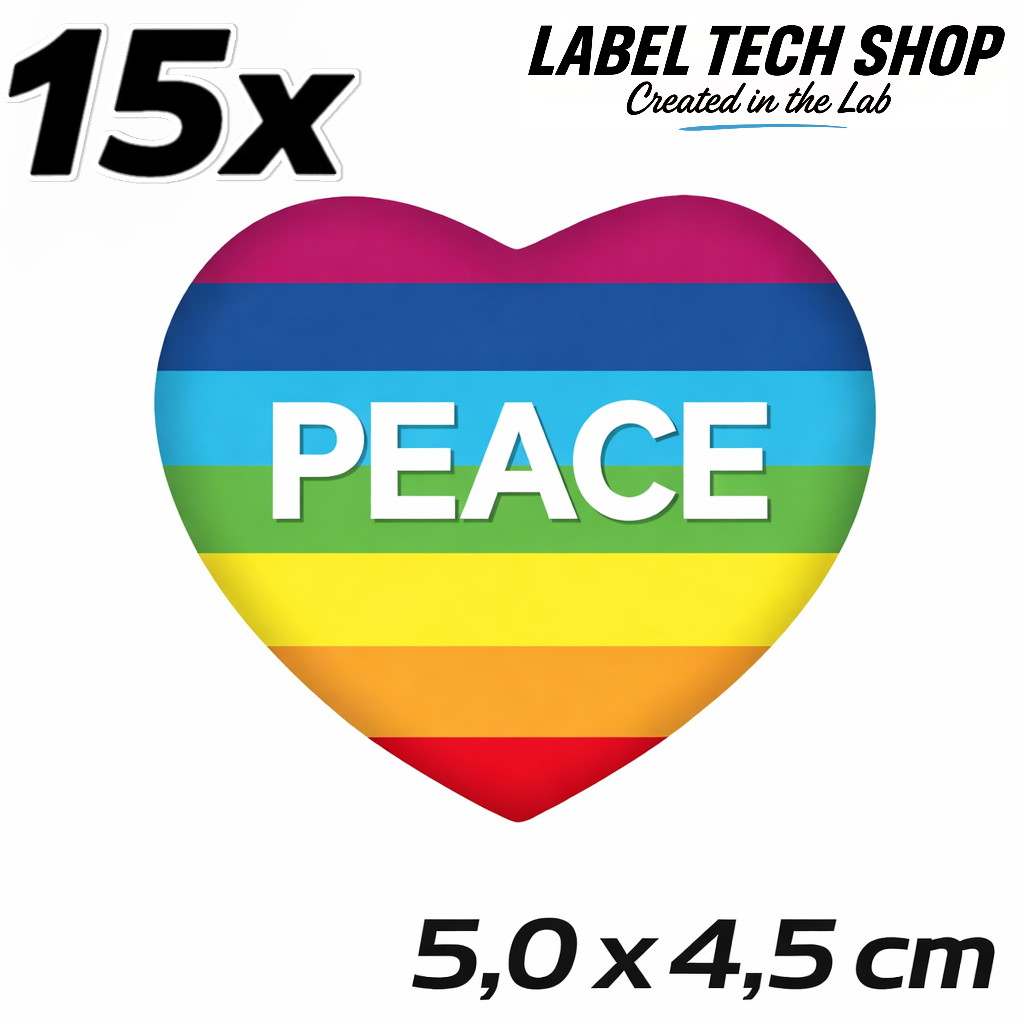 Peace Frieden LGBTQ Herz Aufkleber Sticker – Rainbow Flag Heart LGBTQ Sticker – Auto Laptop Helm – 5,0 × 4,5 cm (055)