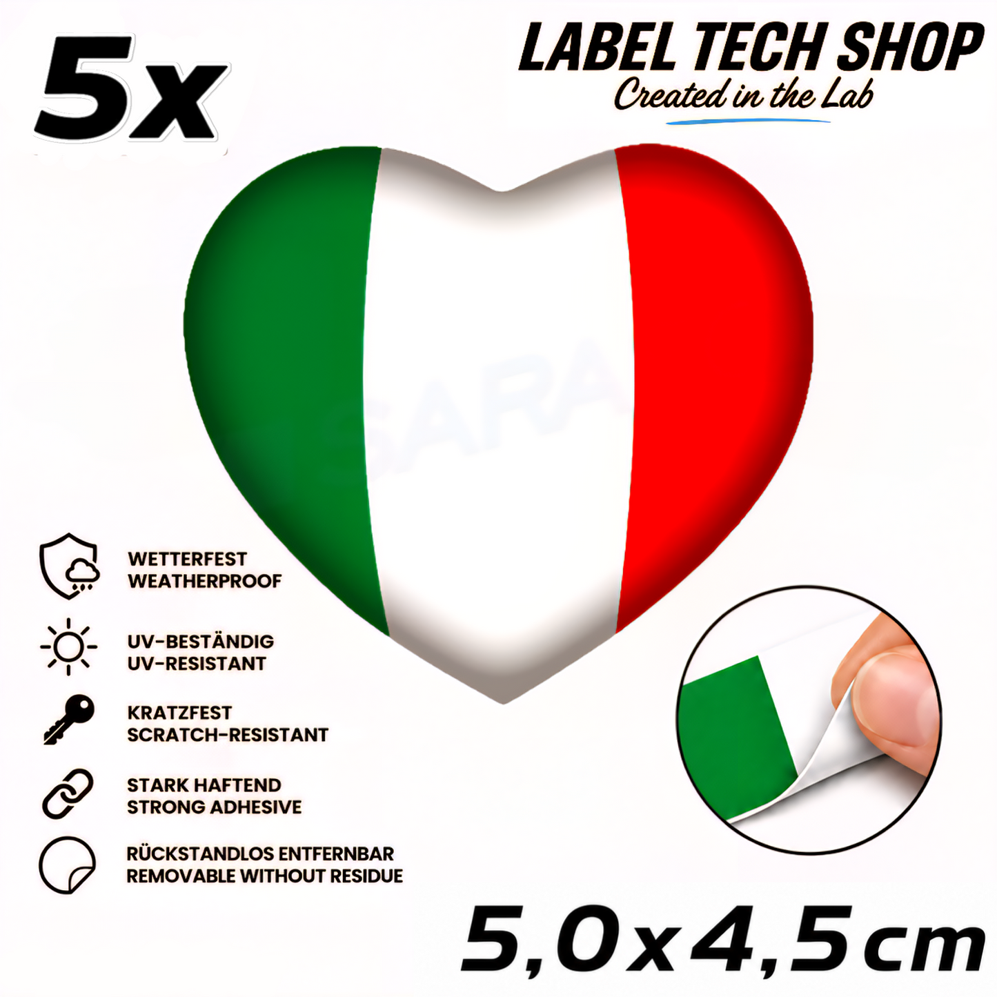 🇮🇹 Italy Sticker Heart Italian Sticker Heart Adesivo Cuore Italiano Flag Car Helmet 5.0x4.0cm NR.046
