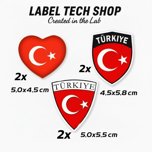 6er Türkei Aufkleber Set – Türkiye Flagge Bayrak Emblem Sticker – Auto & Laptop (076)