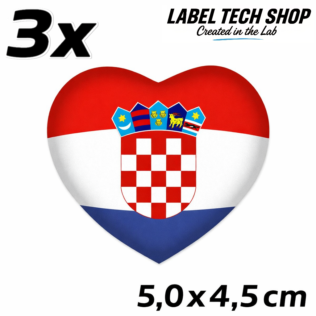 Kroatien Hrvatska Croatia Herz Aufkleber – Croatia Auto Laptop Helm – 5,0 × 4,5 cm (051)