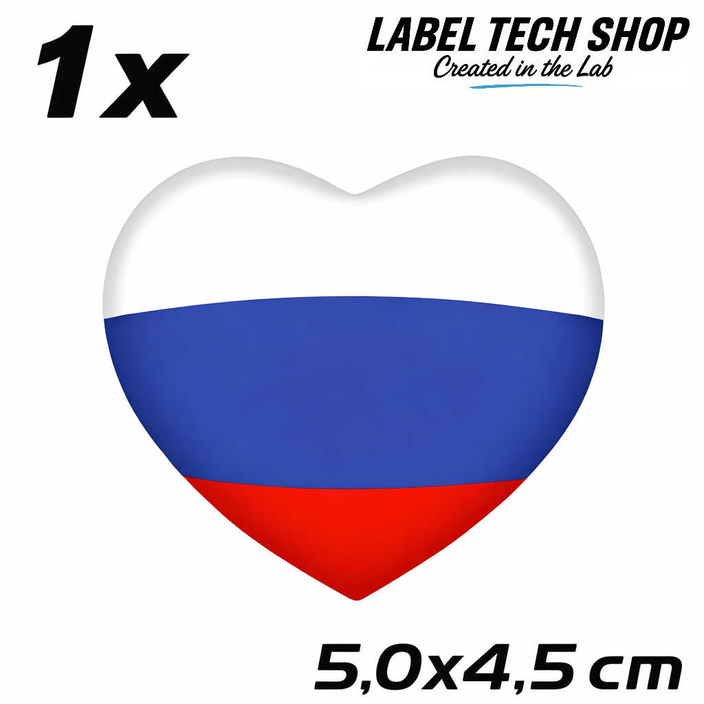 Russland Russia Россия Herz Aufkleber – Russia Flag Heart Sticker – Auto Laptop Helm 5,0 × 4,5 cm (047)