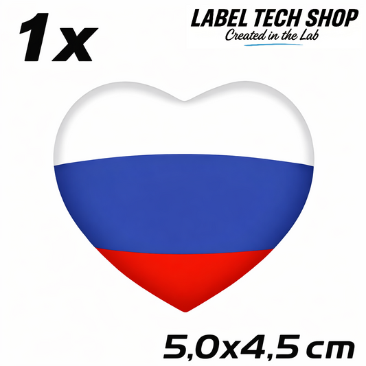 Russland Russia Россия Herz Aufkleber – Russia Flag Heart Sticker – Auto Laptop Helm 5,0 × 4,5 cm (047)