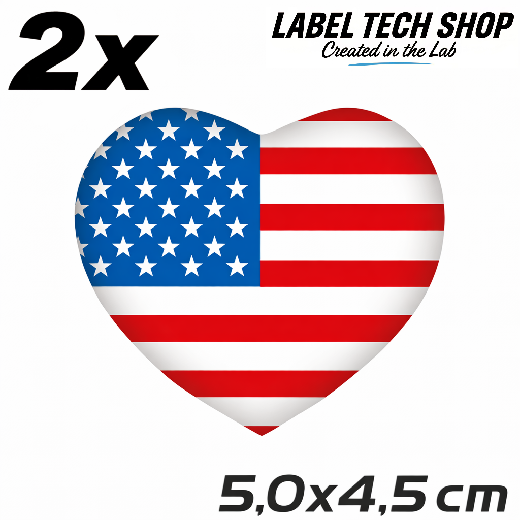 America Amerika Herz Aufkleber Sticker – USA Flag Heart Sticker – Auto Laptop Helm Geschenk – 5,0 × 4,5 cm (057)