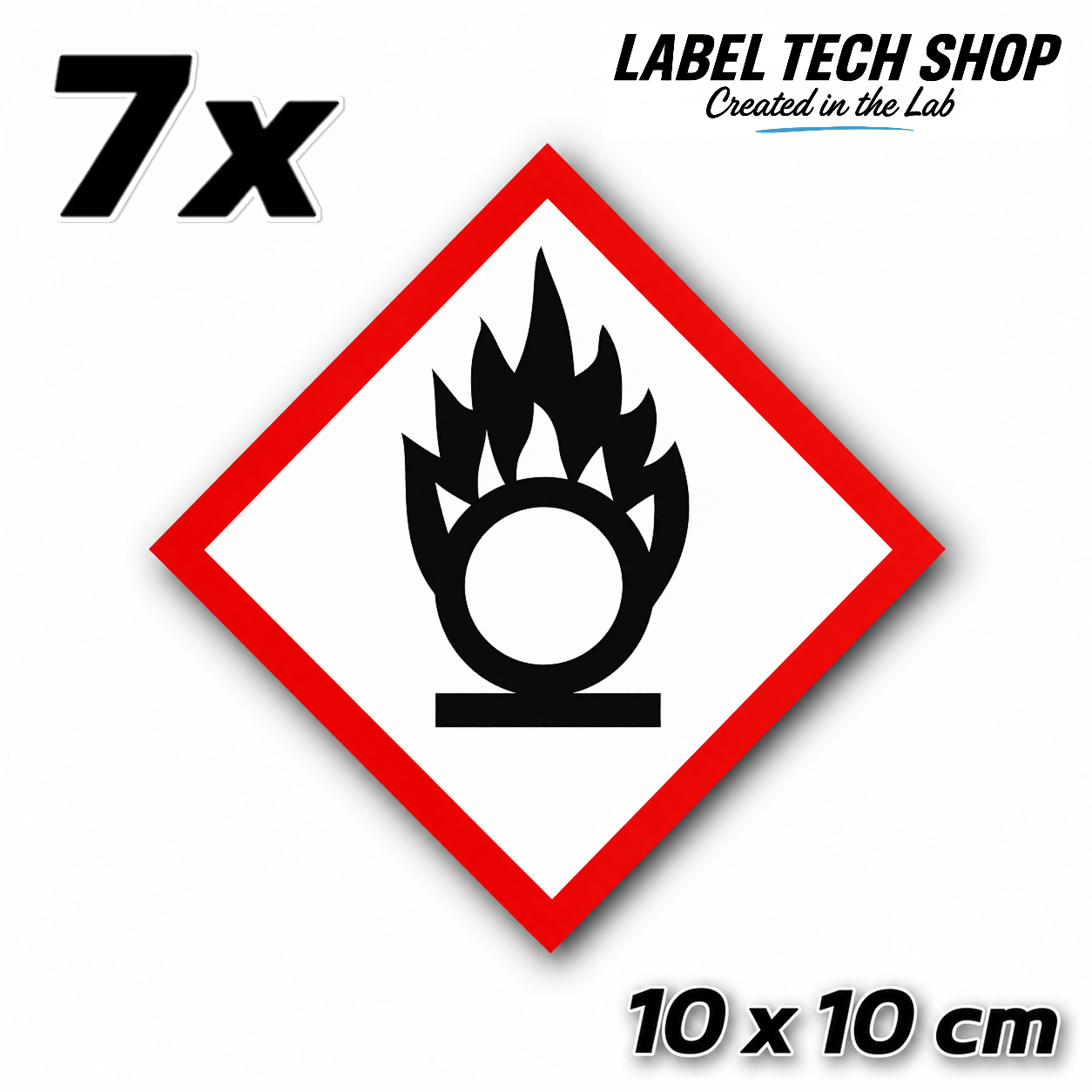 GHS03 Oxidizing Hazard Sticker Chemical Hazard Symbol Dangerous Goods Chemistry Laboratory Label according to CLP / GHS Occupational Safety