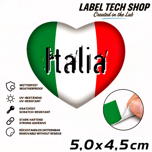 🇮🇹 Italien Aufkleber Herz Italian Sticker Heart Adesivo Cuore Italiano Bandiera Auto Helm 5,0x4,0cm NR.060