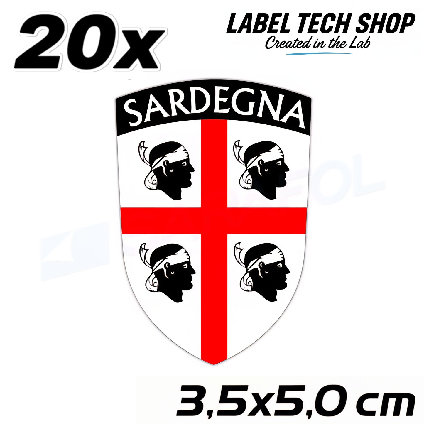 20x Sardinien Aufkleber Sardegna Sardinia Flagge Wappen Sticker 3,5x5,0cm (015)