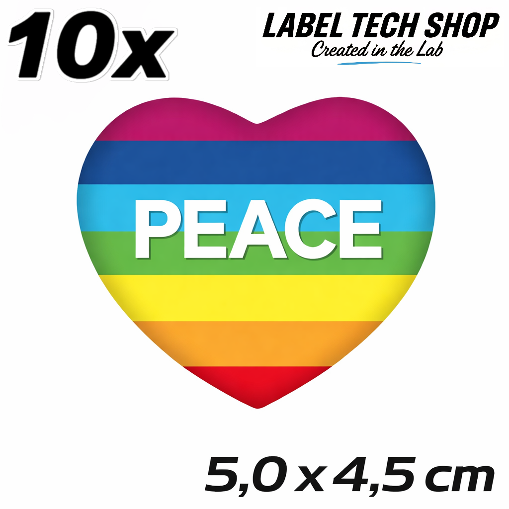 Peace Frieden LGBTQ Herz Aufkleber Sticker – Rainbow Flag Heart LGBTQ Sticker – Auto Laptop Helm – 5,0 × 4,5 cm (055)