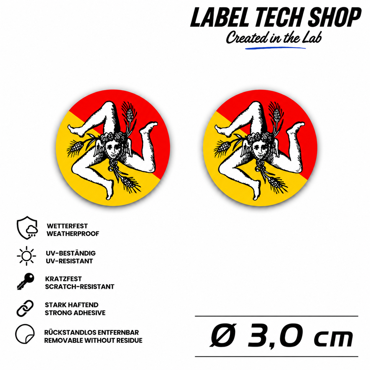 Sizilien Aufkleber Adesivo Siciliano Sicilia Sicily Sticker Flagge Wappen Emblem Auto Helm Ø3cm NR.030