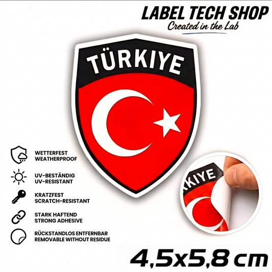 🇹🇷 Türkei Wappen Aufkleber Turkey Sticker Türkiye Çıkartma Wappen Auto Helm Motorrad 4,5x5,8cm NR.101