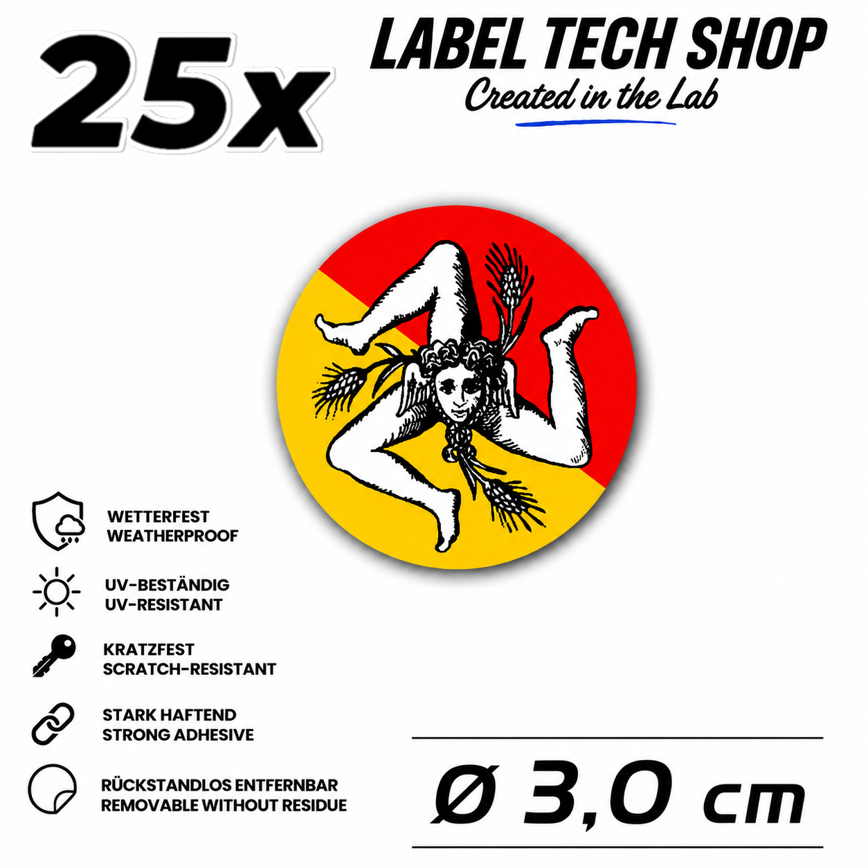 Sizilien Aufkleber Adesivo Siciliano Sicilia Sicily Sticker Flagge Wappen Emblem Auto Helm Ø3cm NR.030