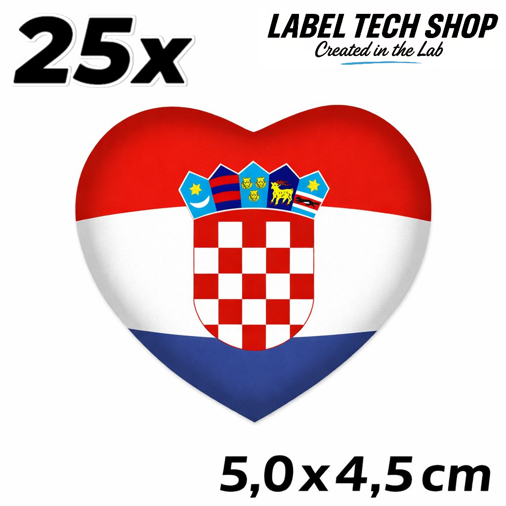 Kroatien Hrvatska Croatia Herz Aufkleber – Croatia Auto Laptop Helm – 5,0 × 4,5 cm (051)