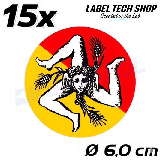 15x Sizilien Aufkleber – Sicilia Sicily Flagge Wappen Sticker Rund Ø 6 cm (029)