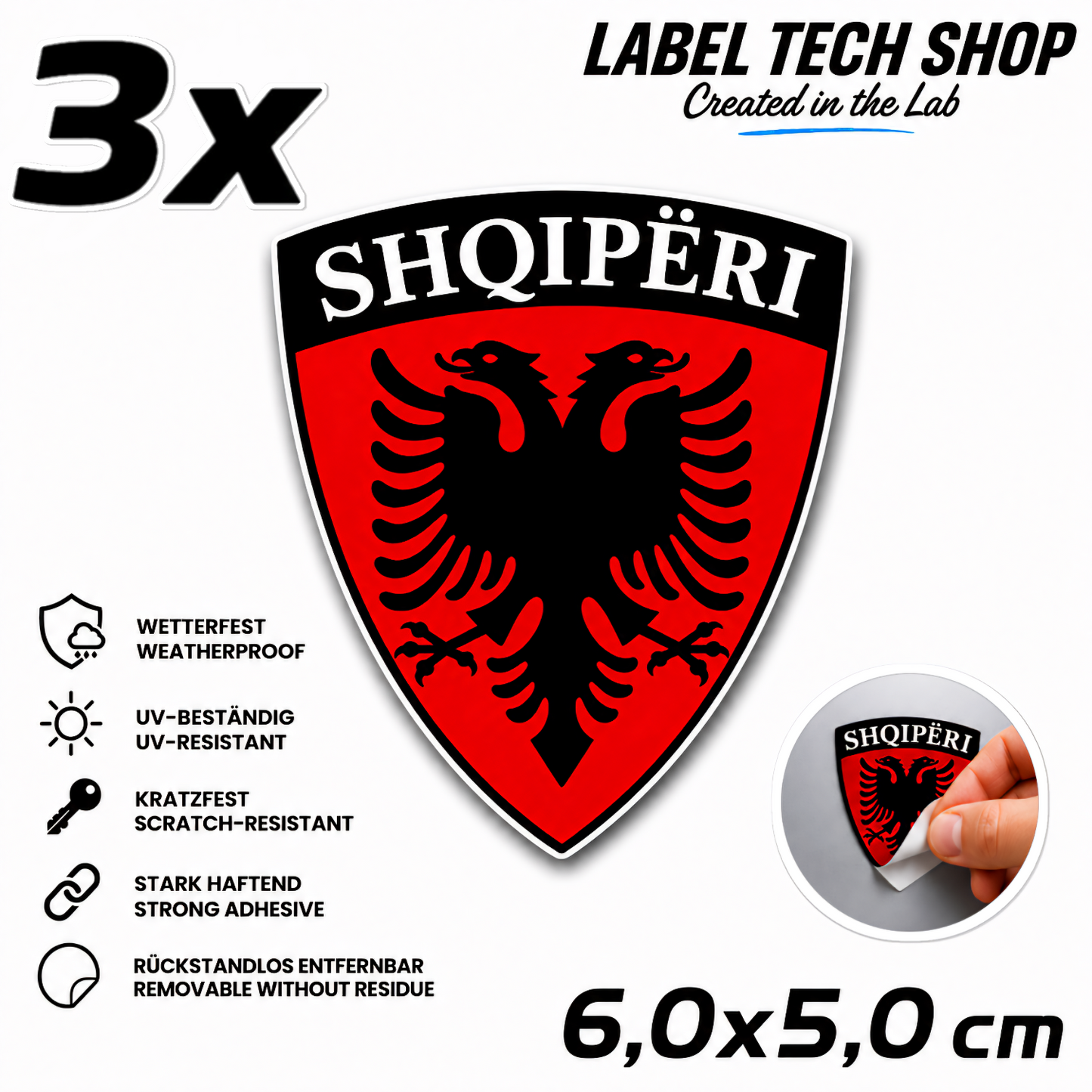 🇦🇱 Albania Sticker Shqiperia Eagle Coat of Arms Emblem Car Helmet 5.0x5.5cm NR.004