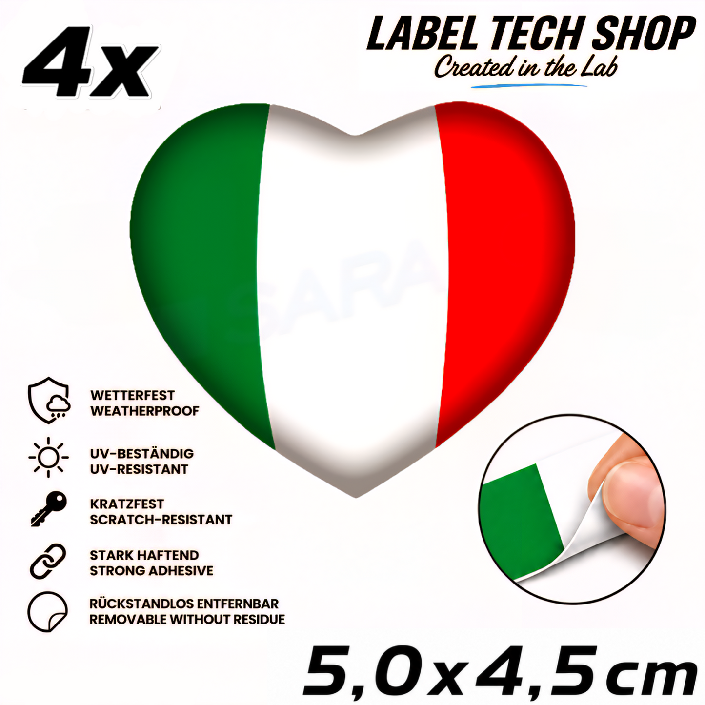 🇮🇹 Italy Sticker Heart Italian Sticker Heart Adesivo Cuore Italiano Flag Car Helmet 5.0x4.0cm NR.046