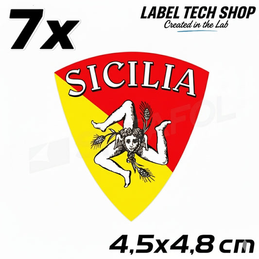 7x Sizilien Aufkleber – Sicilia Sicily Flagge Wappen Sticker 4,5x4,8cm (019)