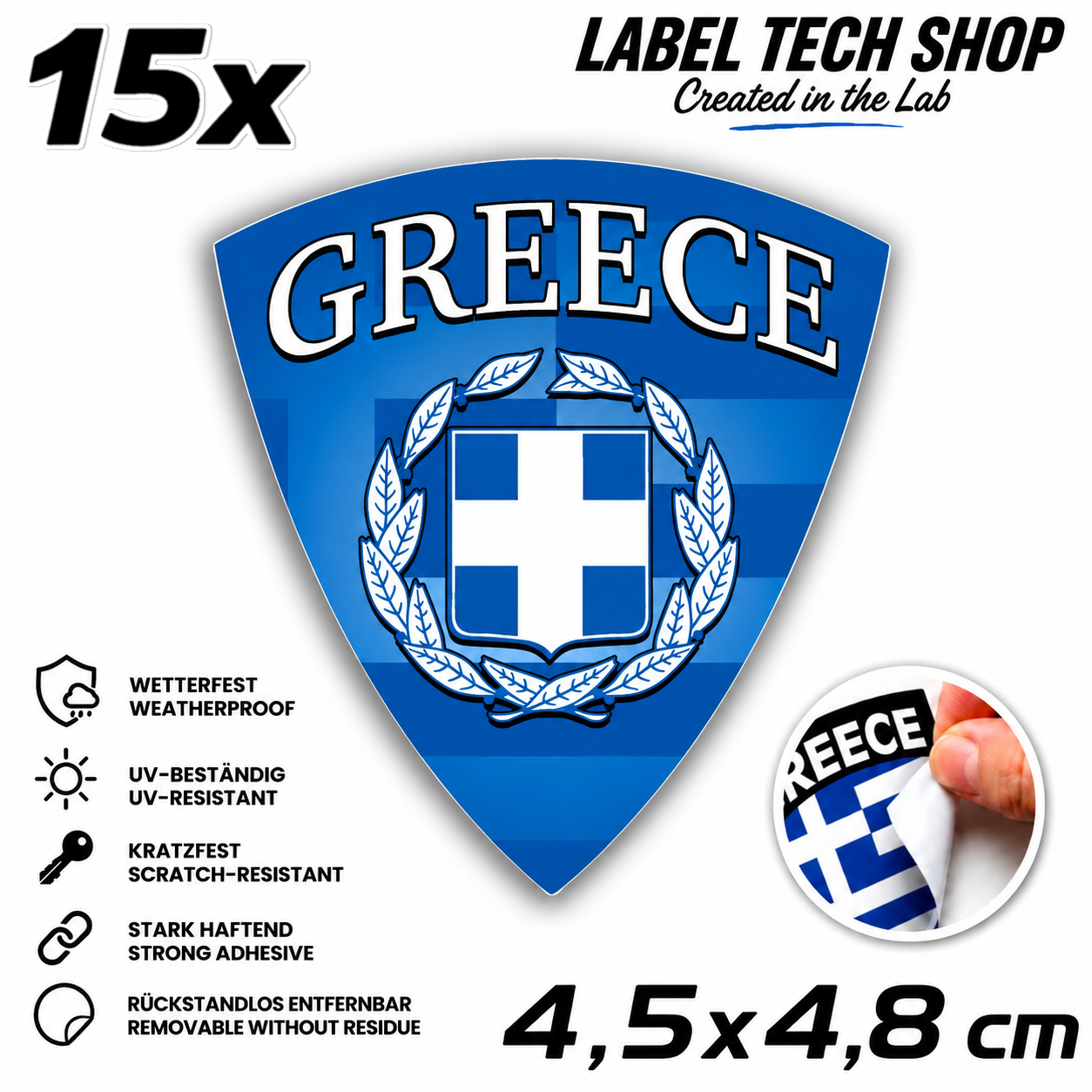 🇬🇷 Greece Sticker Αυτοκόλλητο Ελλάδας Greece Sticker Flag Flagge Wappen Emblem Auto Helm 4,5x4,8cm NR.115